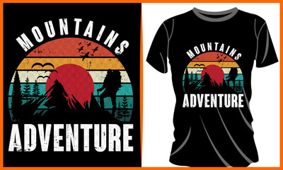Mountain Adventure Typography Vector illustration and colorful design.Mountain Adventure Typography Vector t-shirt design in the black background. Graphics for the print products, t-shirt.
