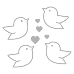 birds icons and hearts, vector illustration