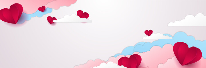 Love valentine's banner background with hearts. Design for special days, women's day, valentine's day, birthday, mother's day, father's day, Christmas, wedding, and celebrations. Vector illustration