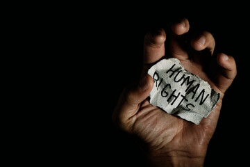 the text human rights in a piece of paper