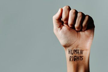 the text human rights in his wrist
