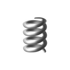 Coil spring 3d icon. Metal helical compression spring, realistic illustration, steel machine element or detail isolated