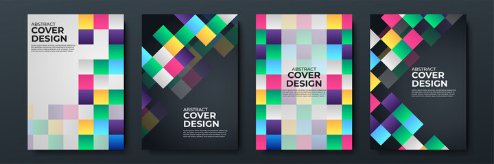 Modern abstract covers set, minimal covers design. Colorful geometric bauhaus background, vector illustration. Suit for business, corporate, institution, party, festive, seminar, and talks.