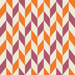 Abstract Vertical Zigzag Retro Pattern in Magenta, Beige, and Orange Colors. Background for Cards, Textiles, Wrapping Paper