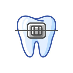 Illustration of dental braces. Dentistry and health care icon. Stomatology medical item.