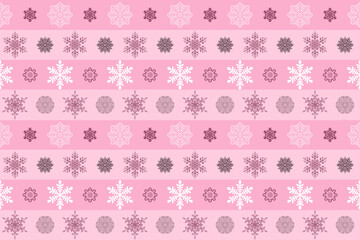 ピンクの縞にピンクや白などの雪の結晶模様