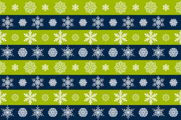 緑と青緑の縞に白い雪の結晶模様