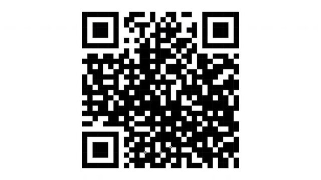 Animation of Electronic QR Code. Abstract Black and White Pattern with Squares. Checkered Technology and Chessboard Icon. Loop Seamless Stock Footage. Computer Graphic
