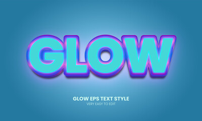 Fototapeta premium Glow bold editable 3d font style effect, neon glowing alphabet
