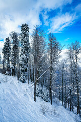 Fototapeta na wymiar Panorama of snowy mountains. Caucasus mountains