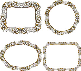 Set of decorative vintage frames in baroque style