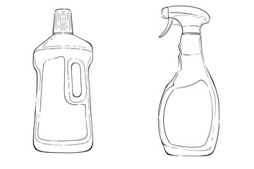 Bottle and spray detergents black contour