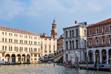 Grand canal near Rialto bridge in Venice
