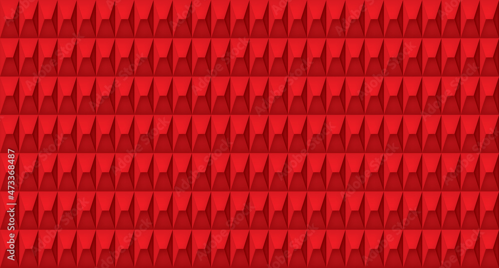Poster volume realistic vector cubes texture, red geometric seamless tiles pattern, design background for y