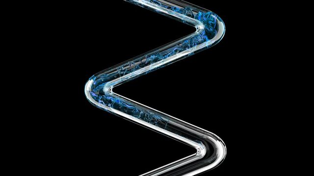 Glass chemical pipe blue liquid Medical science laboratory equipment test production 4k