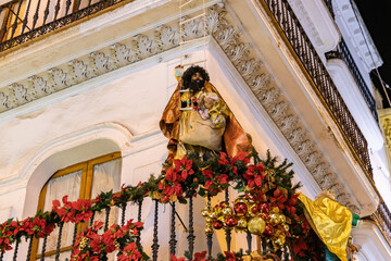 Christmas decoration in Sierpes street, Seville, Andalusia, Spain
