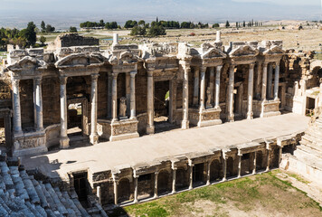 Ancient greek theater stage in the Hierapolis, Pamukkale, Turkey