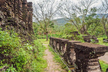 Temple ruin of the My Son complex, Vietnam. Vietnam opens to tourists again after quarantine Coronovirus COVID 19
