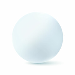 Realistic white blue sphere. Round object with shiny reflections and shadow. Mockup template for your design. 3d ball or orb. Concept for advertising or presentation. Vector illustration