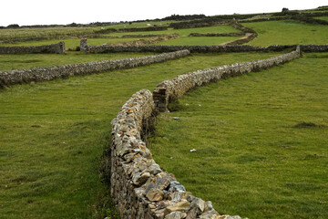 murets de pierre dans la presqu'ile du Cotentin, france