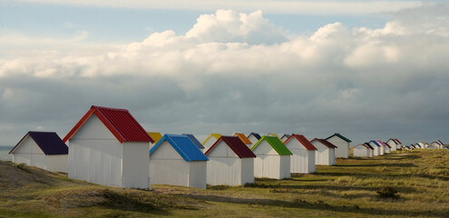 Cabines de plage, Gouville-sur-Mer, Manche, France