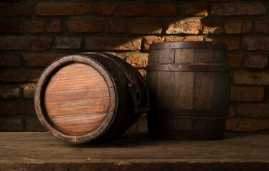 Wine barrels in a old wine cellar