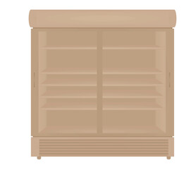 Chrome wide vertical fridge. vector illustration