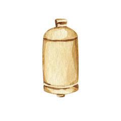 Watercolor Christmas decor golden bell illustration clipart.