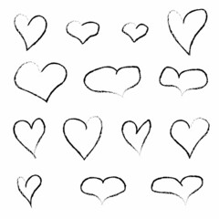 Set of hand drawn heart. Handdrawn carbon brush hearts isolated on white background. Doodle hearts Vector illustration
 - obrazy, fototapety, plakaty