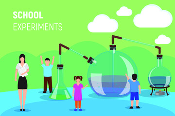 Children conduct interesting school experiments.
