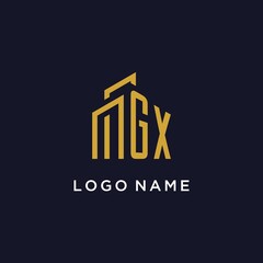 GX initial monogram with building logo design