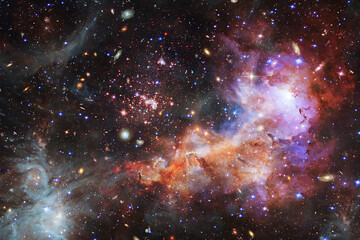 Planets and galaxies in a free space. The elements of this image furnished by NASA.