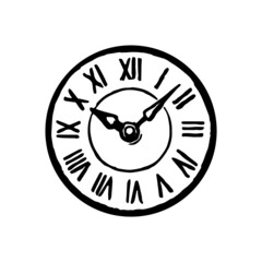 Ink sketch of clock dial face.