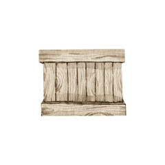 Watercolor wooden box hand painted clip art