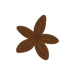 Anise star. Spice for mulled wine. Vector illustration in cartoon style. Isolated on white background.