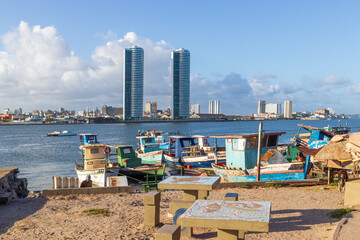 Fototapeta na wymiar Partial view of the Pier Maurício de Nassau and Pier Duarte Coelho buildings