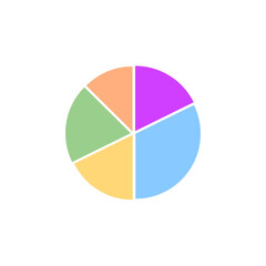 Pie Chart, Graphic Scheme Isolated on White Background, Work Estimation Icon.