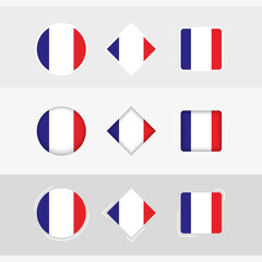 France flag icons set, vector flag of France.