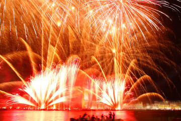 Feuerwerk auf der Festa del Redentore, Erlöserfest, erinnert an das Ende der Pestepedemie 1577,