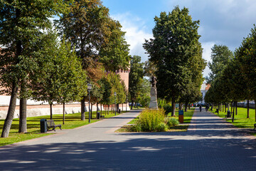 Kremlin Garden at the walls of the Tula Kremlin. Tula. Russia