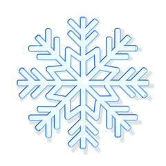 Blue glass snowflake isolated on a blue background