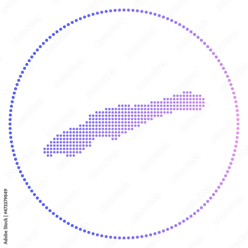 Poster little cayman digital badge. dotted style map of little cayman in circle. tech icon of the island wi