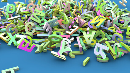 3d letters falling. 3D render