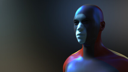 3d render. Head Human shattered portrait