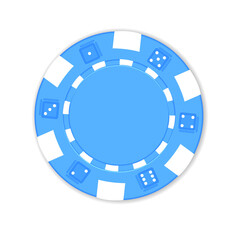 Blue poker chip isolated on a white background