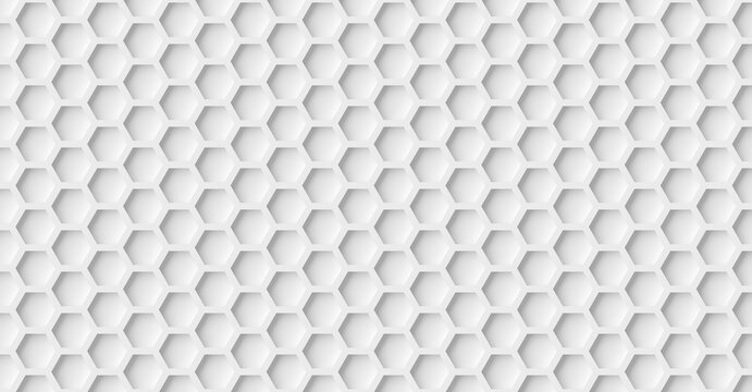 Modern minimal small white inset honeycomb hexagon geometrical pattern background flat lay from above frame filling