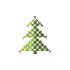 christmas tree Cross stitch design for  embroidery element pattern