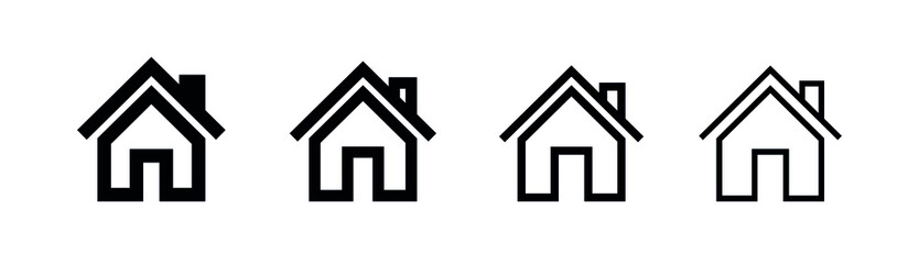 House icons set. House symbol. Home page icon. Isolated vector illustration on white background.
