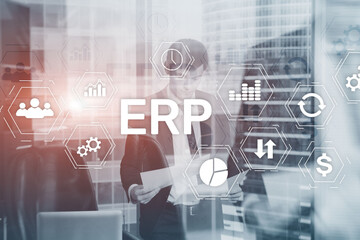 Enterprise resource planning ERP concept. Business People