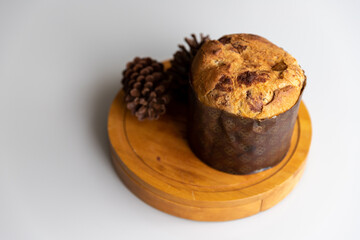 Delicious Italian Panettone for Christmas celebration, top view photo